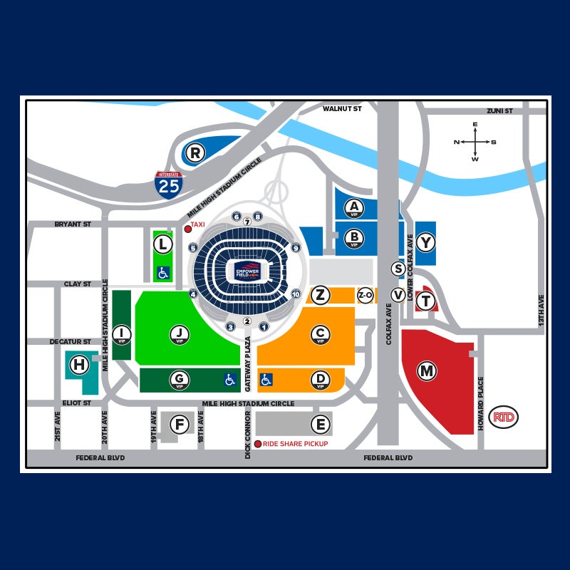 Mile High Stadium Map Parking & Transportation | Empower Field At Mile High